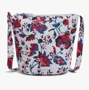 Vera Bradley Pale Blue Vineyard Floral Bucket Crossbody Bag